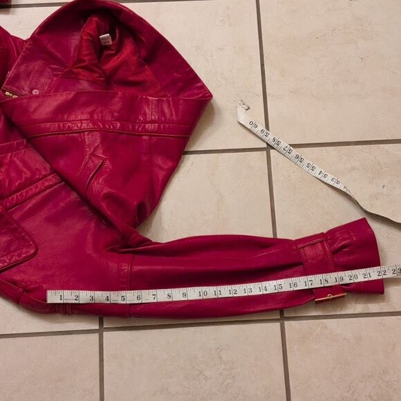 St. John lamb's leather moto jacket red size 6 - Picture 14 of 15